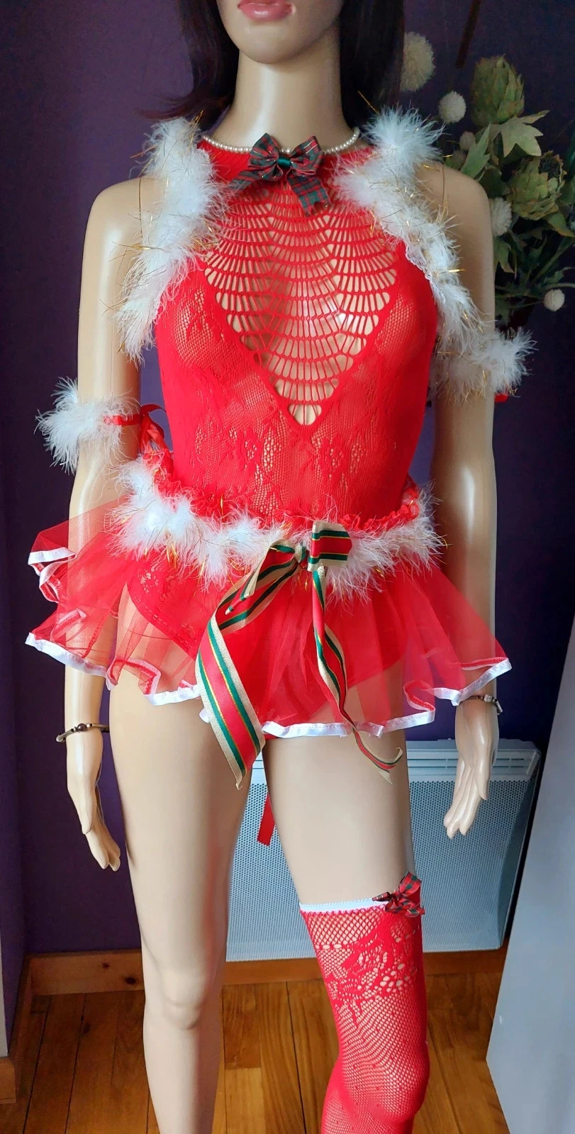 Conjunto de 5 peças de Natal com visual de menina do Papai Noel sexy – Tamanho único – photo 2